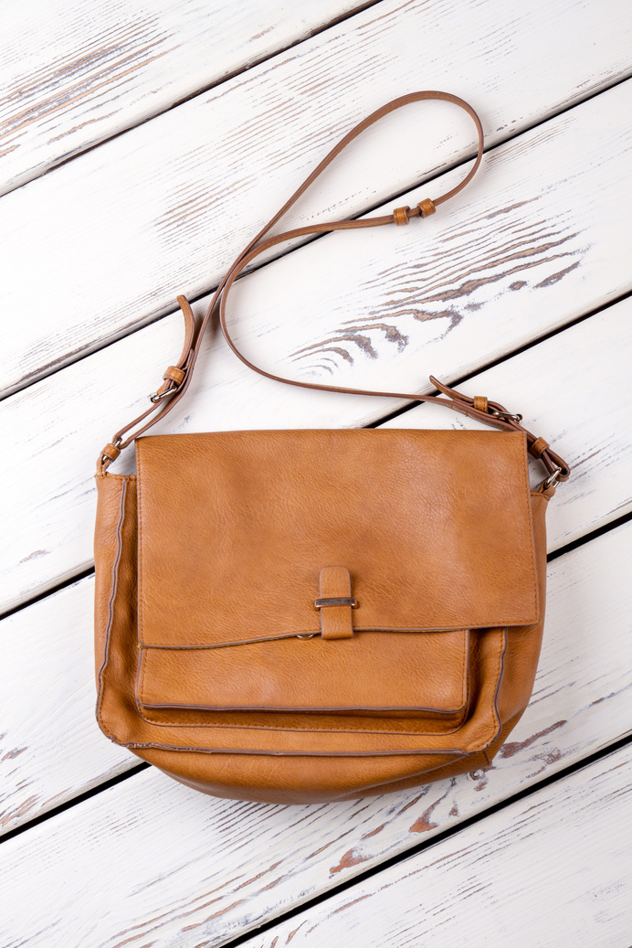 Brown leather purse.